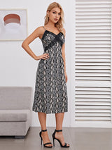 SHEIN  Lace Trim Snakeskin Cami Dress