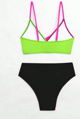 SHEIN Swim Color Block Splice Two-Piece Bikini Set, Summer Beach