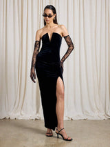 AiiRZ Velvet Plunge V-Neck Bandeau Midaxi Dress