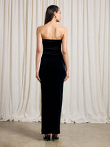 SHEIN AiiRZ Velvet Plunge V-Neck Bandeau Midaxi Dress