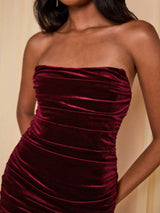 SHEIN COSMINA Women's Plain Color Twist Fold Slit Fitted Long Casual Dress