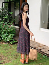 SHEIN Celisse 1pc Women High Thigh Split Floral Print Bodycon Slip Dress