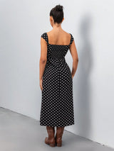 SHEIN Chiquease Women's Black & White Polka Dot Print Minimalist Casual Dress