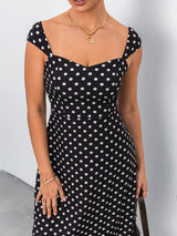 SHEIN Chiquease Women's Black & White Polka Dot Print Minimalist Casual Dress