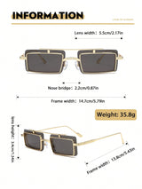 SHEIN Cyberpunk Double-Layer Square Metal Sunglasses