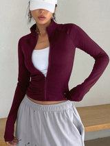 SHEIN DAZY New Slim Fit Women Solid Color Zip-Up Casual Lightweight Jacket