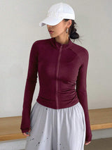 SHEIN DAZY New Slim Fit Women Solid Color Zip-Up Casual Lightweight Jacket