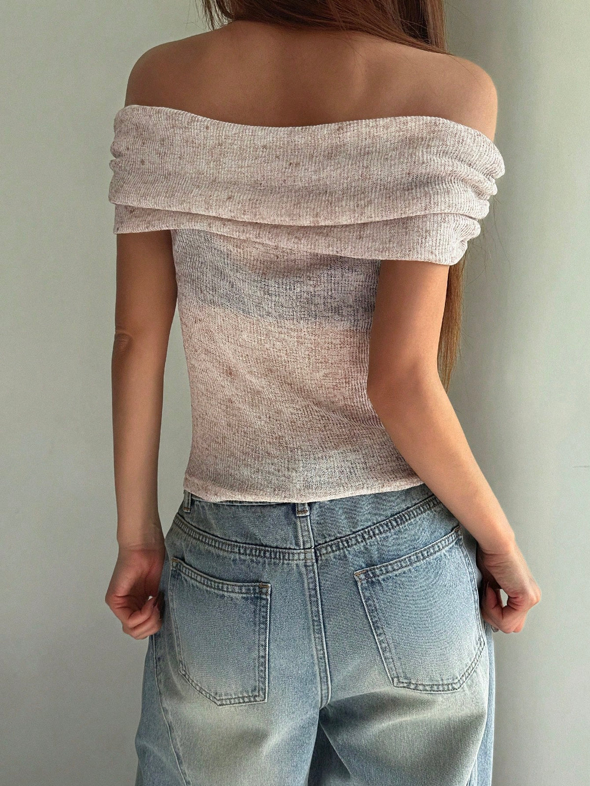 SHEIN DAZY Women's Summer Off-Shoulder Short Sleeve Slim Fit Casual Elegant T-Shirt Going Out Tops