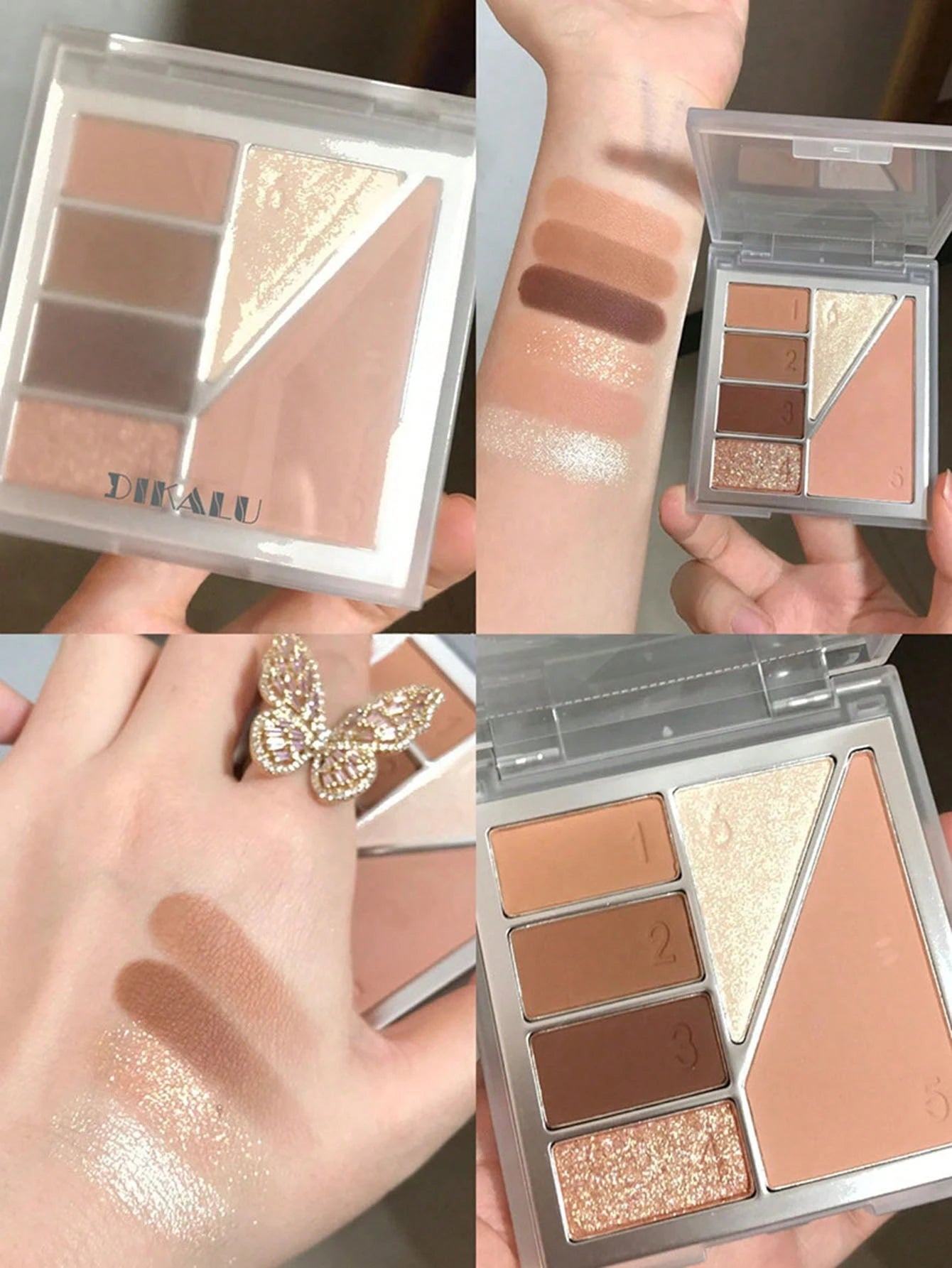 SHEIN DIKALU 6-Color Eyeshadow Palette, 1Pc Highly Pigmented Long Wearing Eyeshadow Tray Waterproof Eye Shadow Compact