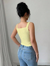 SHEIN Elenzga 2025 Spring & Summer New Fashion Casual Slim Fit V-Neck Sling Tank Top