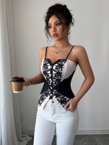 SHEIN Elenzga Women's Spring/Summer Casual Versatile Contrast Color