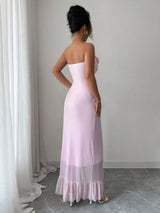 SHEIN Elenzga Sexy Strapless Waist-Cinched Sleeveless Vintage Elegant Midi Dress