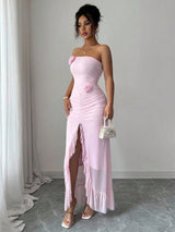 SHEIN Elenzga Sexy Strapless Waist-Cinched Sleeveless Vintage Elegant Midi Dress