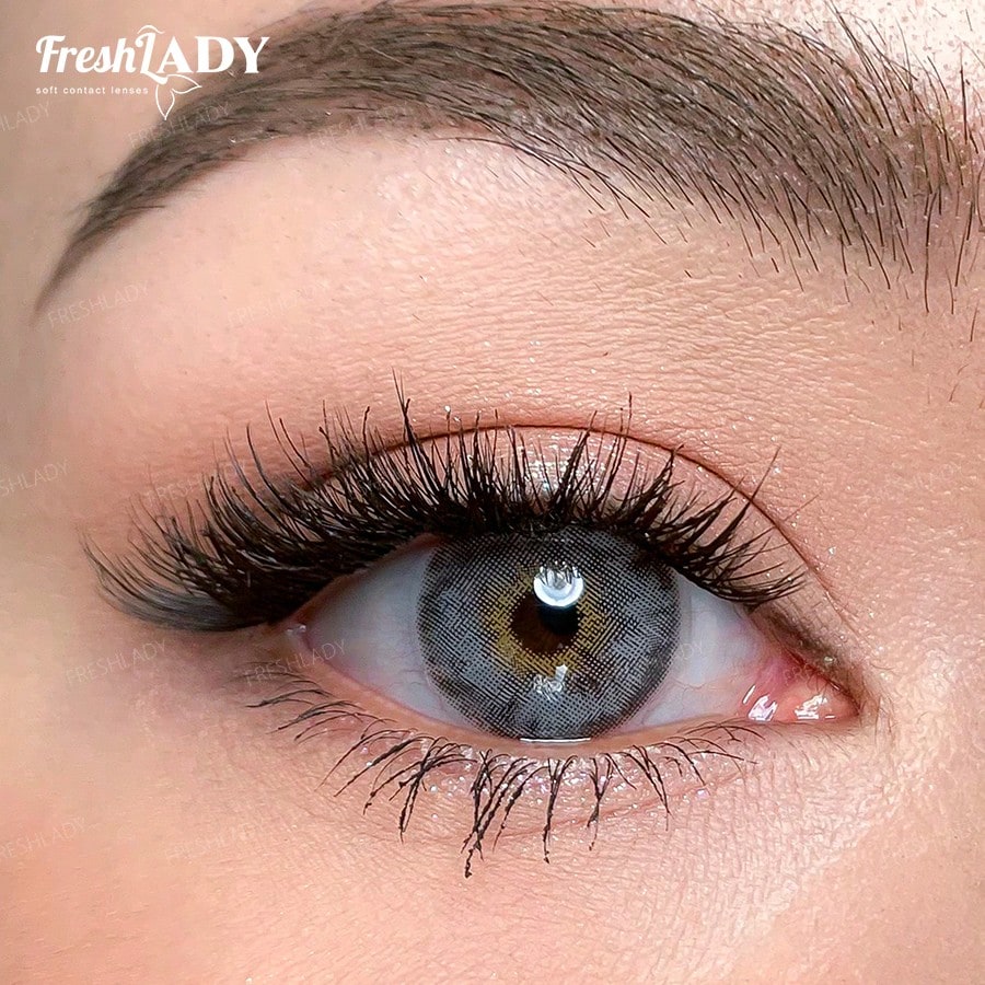 SHEIN FRESH LADY 1 Pair Olive Green Contact Lenses, Subtle Mixed Eyes