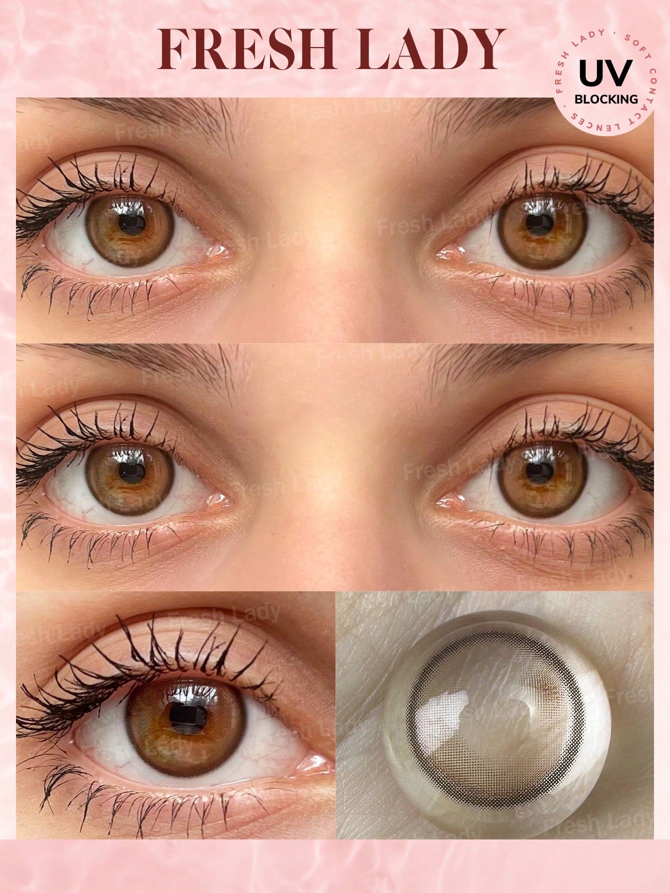 SHEIN FRESH LADY 1 Pair Super Natural Light Brown Eye Contacts Soft Contact Lens