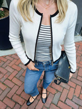 SHEIN Fall/Winter Elegant Fashion Casual Versatile Base Top Fitted Long Sleeve Double-Way Zipper Cardigan