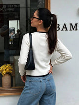 SHEIN Fall/Winter Elegant Fashion Casual Versatile Base Top Fitted Long Sleeve Double-Way Zipper Cardigan