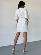 SHEIN Firerie Women's Elegant Minimalist Casual Vacation Daily Commute White Mini Dress