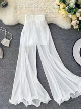 SHEIN Franclia Gothic Romantic Ruffled Hem Pants, Minimalist And Fashionable, Suitable For Summer Fall Cloth For Women