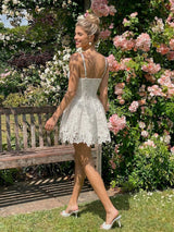 SHEIN Glamine Charm Women's Elegant White Floral Lace Camisole Mini Dress
