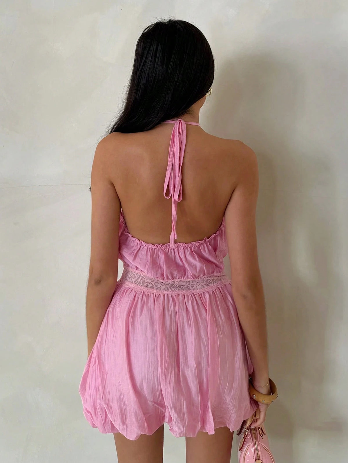 SHEIN Glamine Soft Pink Summer Boho Beach Vacation Holiday Women's Mini Dress