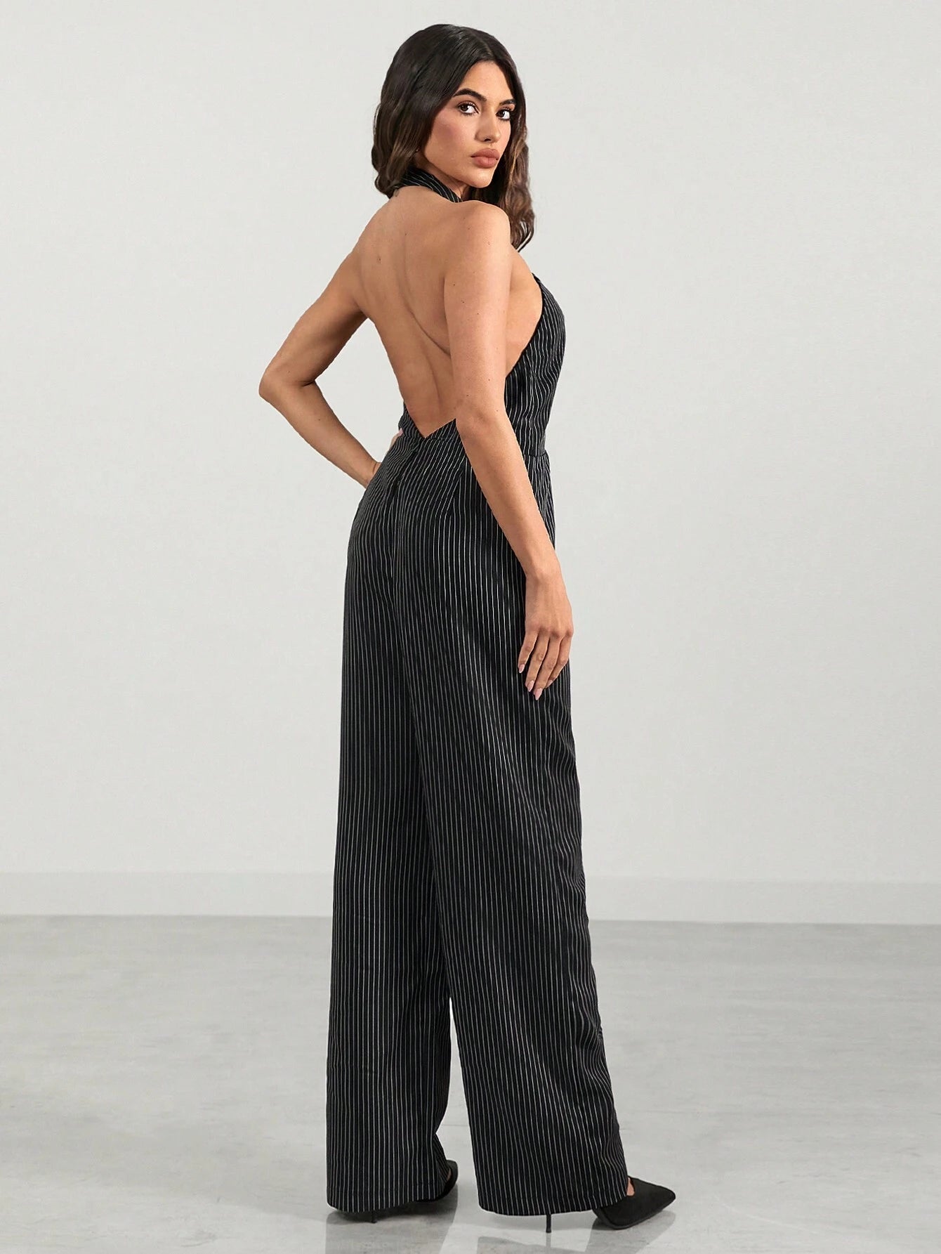 SHEIN Glamine Women's Sleeveless Minimalist Striped Jumpsuit