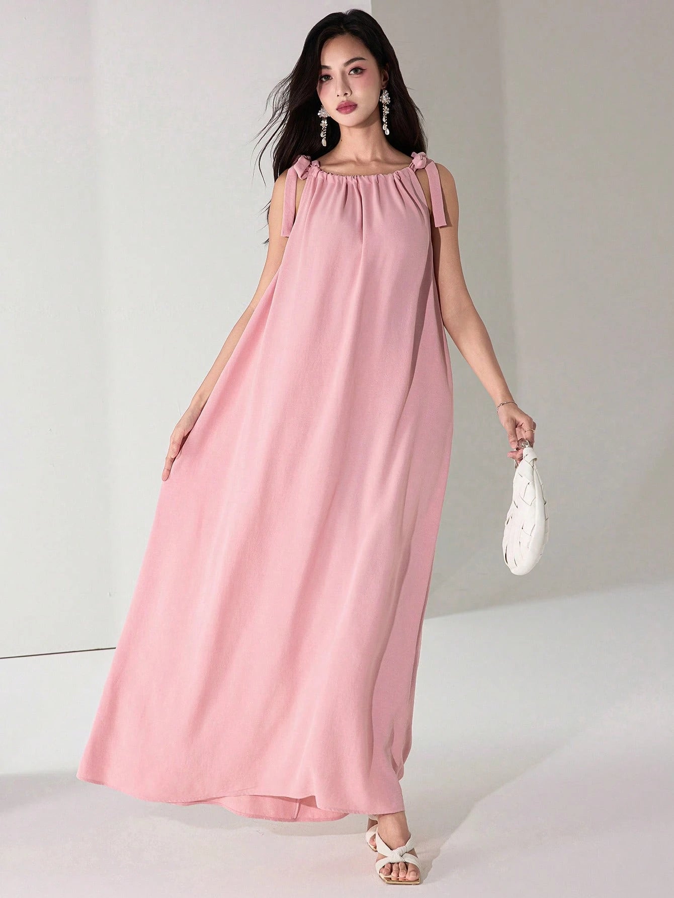 SHEIN Heiryn Casual Vacation Bow Decor Sleeveless Women's Dress