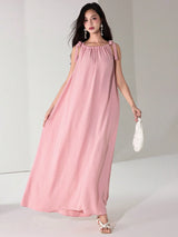 SHEIN Heiryn Casual Vacation Bow Decor Sleeveless Women's Dress