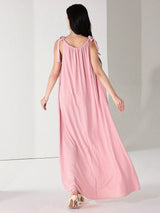 SHEIN Heiryn Casual Vacation Bow Decor Sleeveless Women's Dress