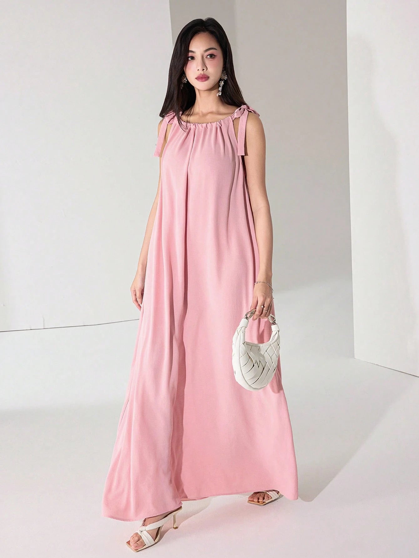 SHEIN Heiryn Casual Vacation Bow Decor Sleeveless Women's Dress