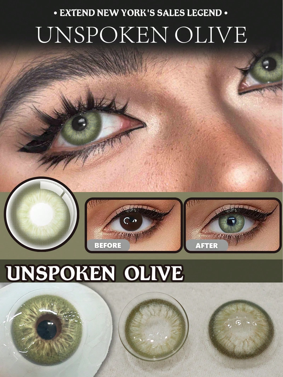 Lalens Lalens New Arrival 1 Pair2 Pieces Of Small Pupil Unspoken Natural Oliver Colored Contact Lenses