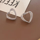 Layered Geometric Heart Stud Earrings