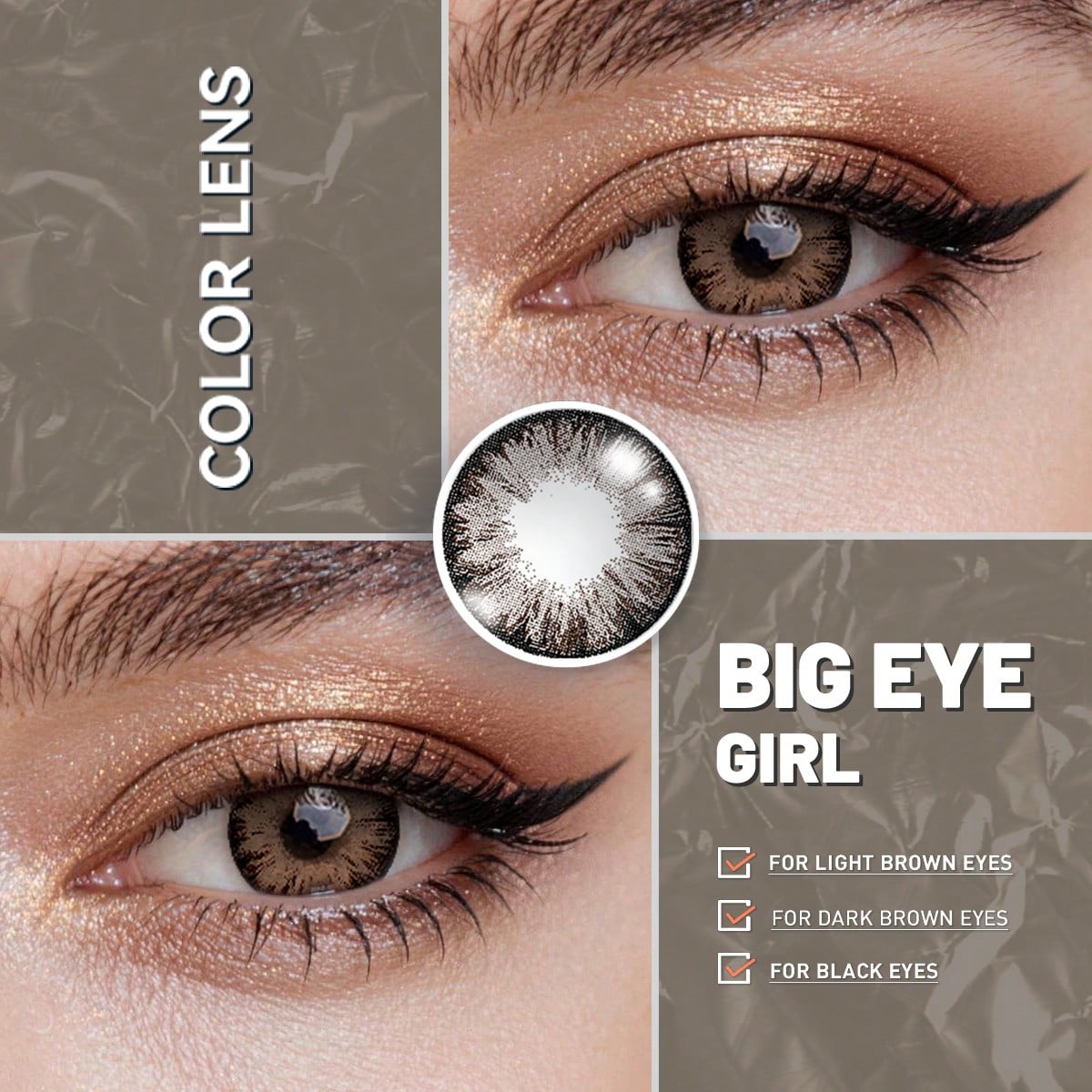 SHEIN Leermoo One Pair Big Eye Girl Brown Colored Contact Lenses