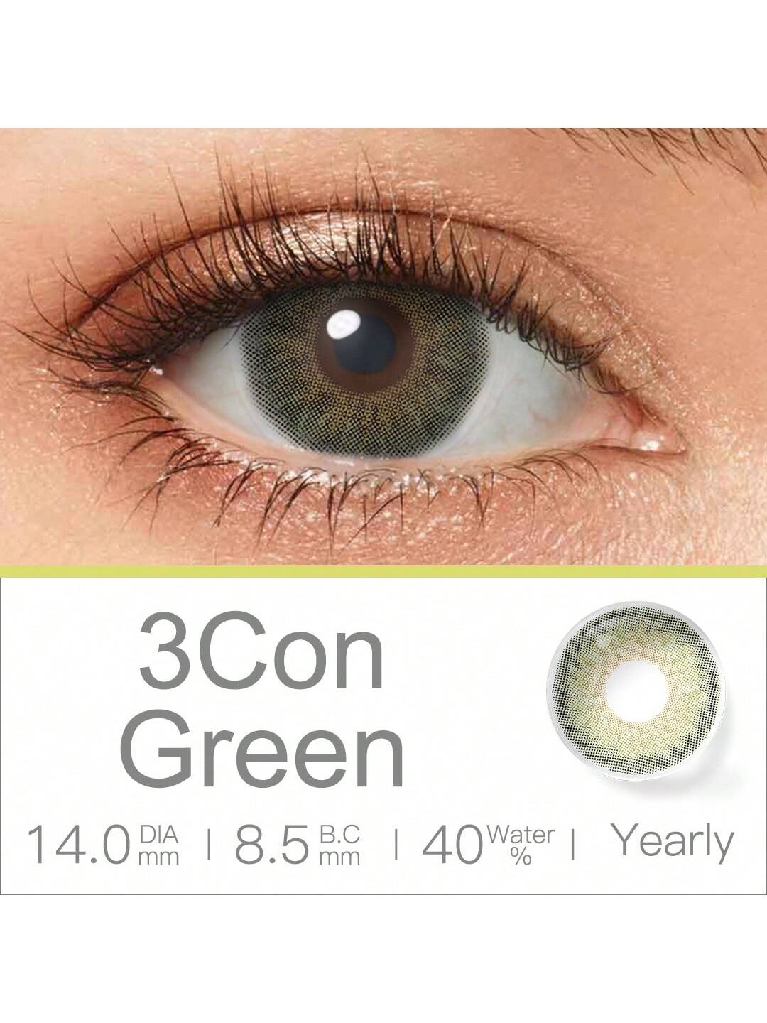 SHEIN Magister Color Contact Lenses For Eyes 1 Pair/2 Pcs 14mm Natural Lime Green