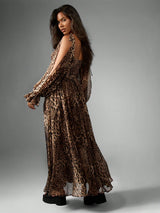 SHEIN DRESS MISSGUIDED Leopard Print Chiffon Maxi Dress