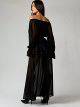 SHEIN MISSGUIDED Off Shoulder Chiffon Maxi Dress Without Belt