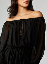SHEIN MISSGUIDED Off Shoulder Chiffon Maxi Dress Without Belt