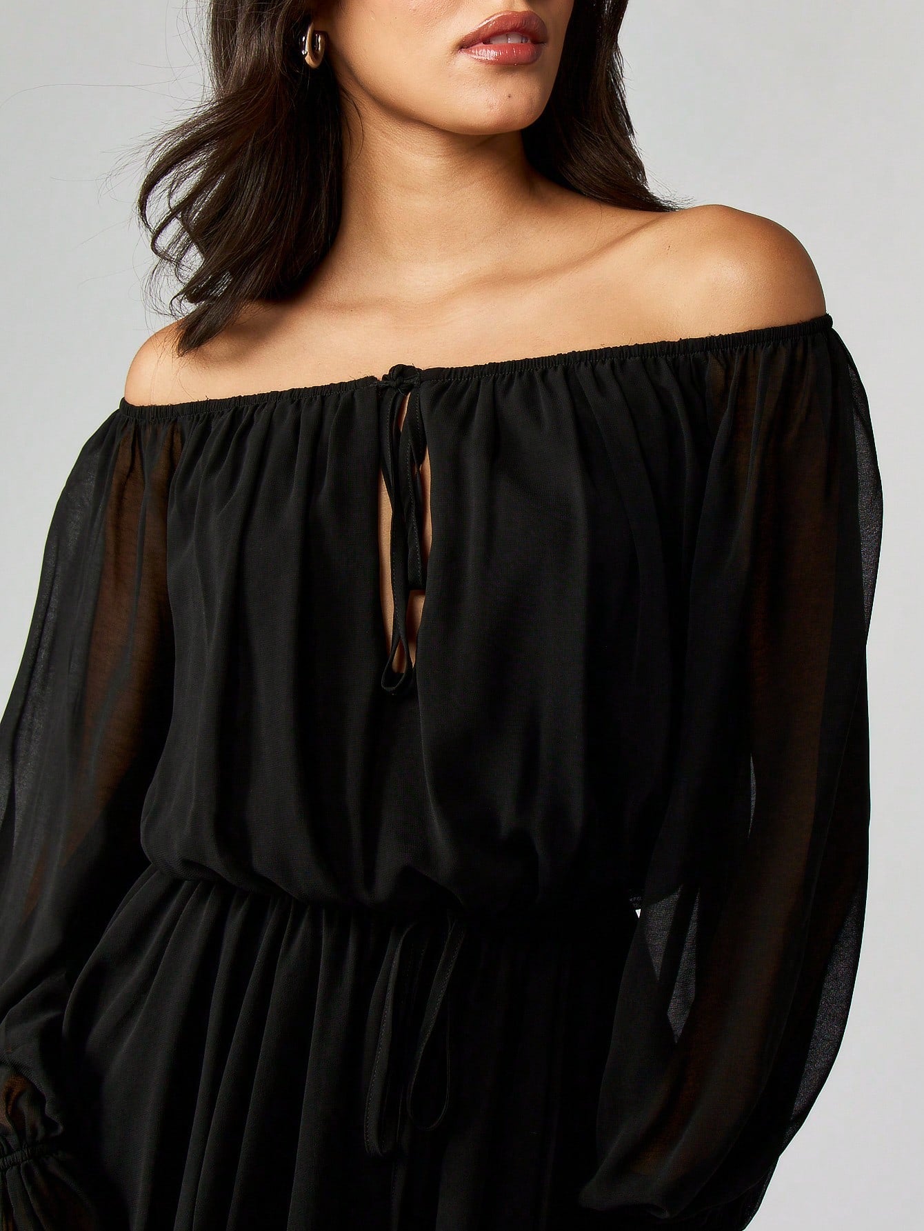 SHEIN MISSGUIDED Off Shoulder Chiffon Maxi Dress Without Belt