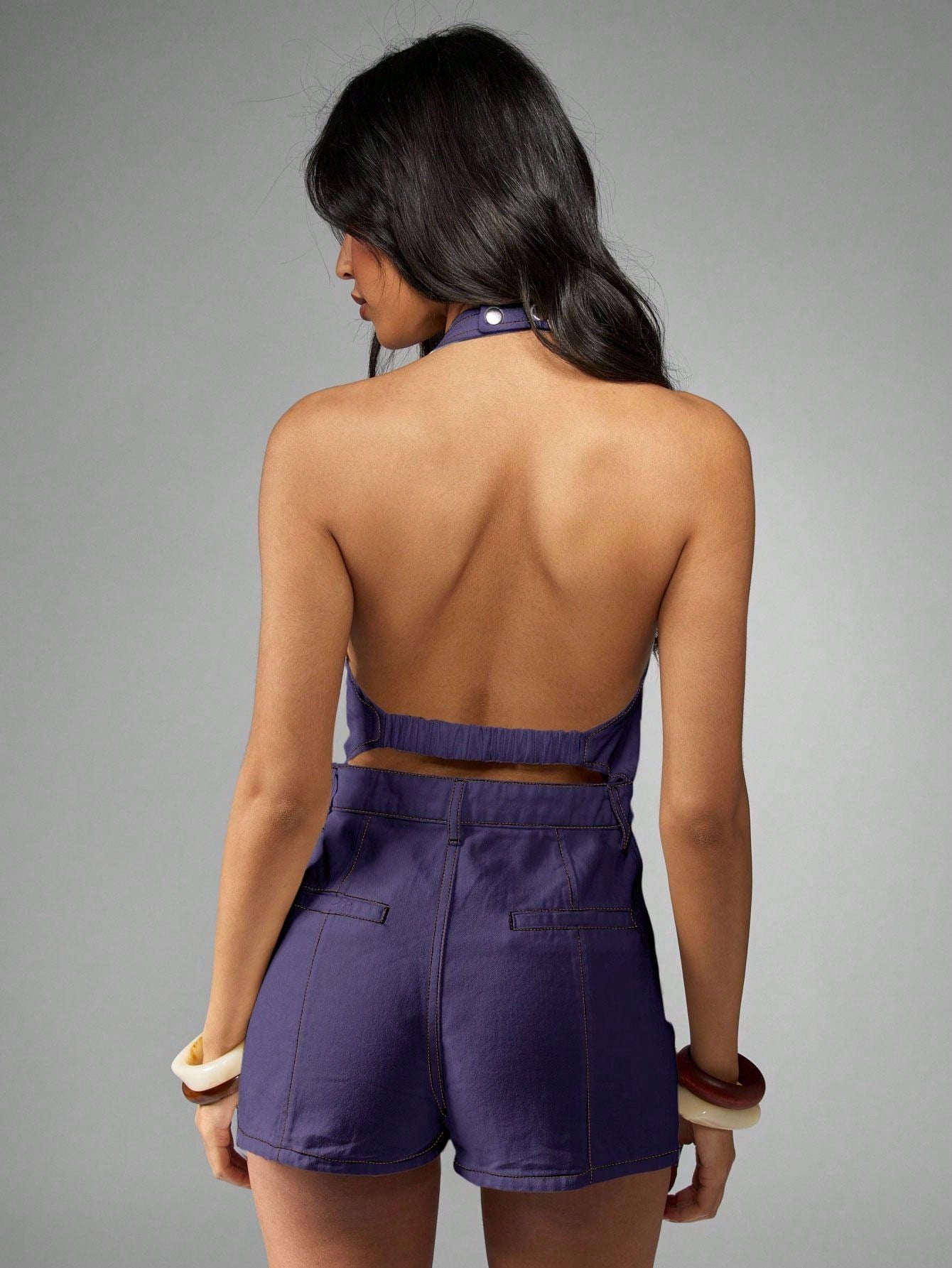 SHEIN Romper MISSGUIDED Vintage Inspired Denim Halter Romper