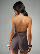SHEIN Romper MISSGUIDED Vintage Inspired Halter Neck Button Through