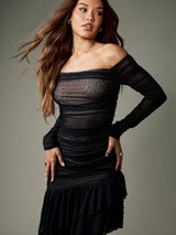 SHEIN MISSGUIDED Women Mesh Long Sleeve Bodycon Asymmetric Dress