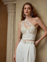 MOTF PREMIUM FAUX PEARL ONE SHOULDER TOP