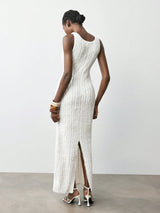 SHEIN Maija Casual Solid Color Fitted Sleeveless Dress