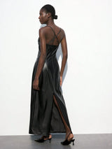 Maija Women's Solid Metal Eyelet Sexy Spaghetti Strap Dress