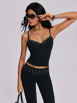 SHEIN Metal Eyelet Design Punk Sexy Women's Tank Top