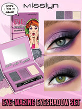 SHEIN Misslyn Dazzling Eyeshadow Palette, 3 Colors Eyeshadow Palette with Mirror and Brush