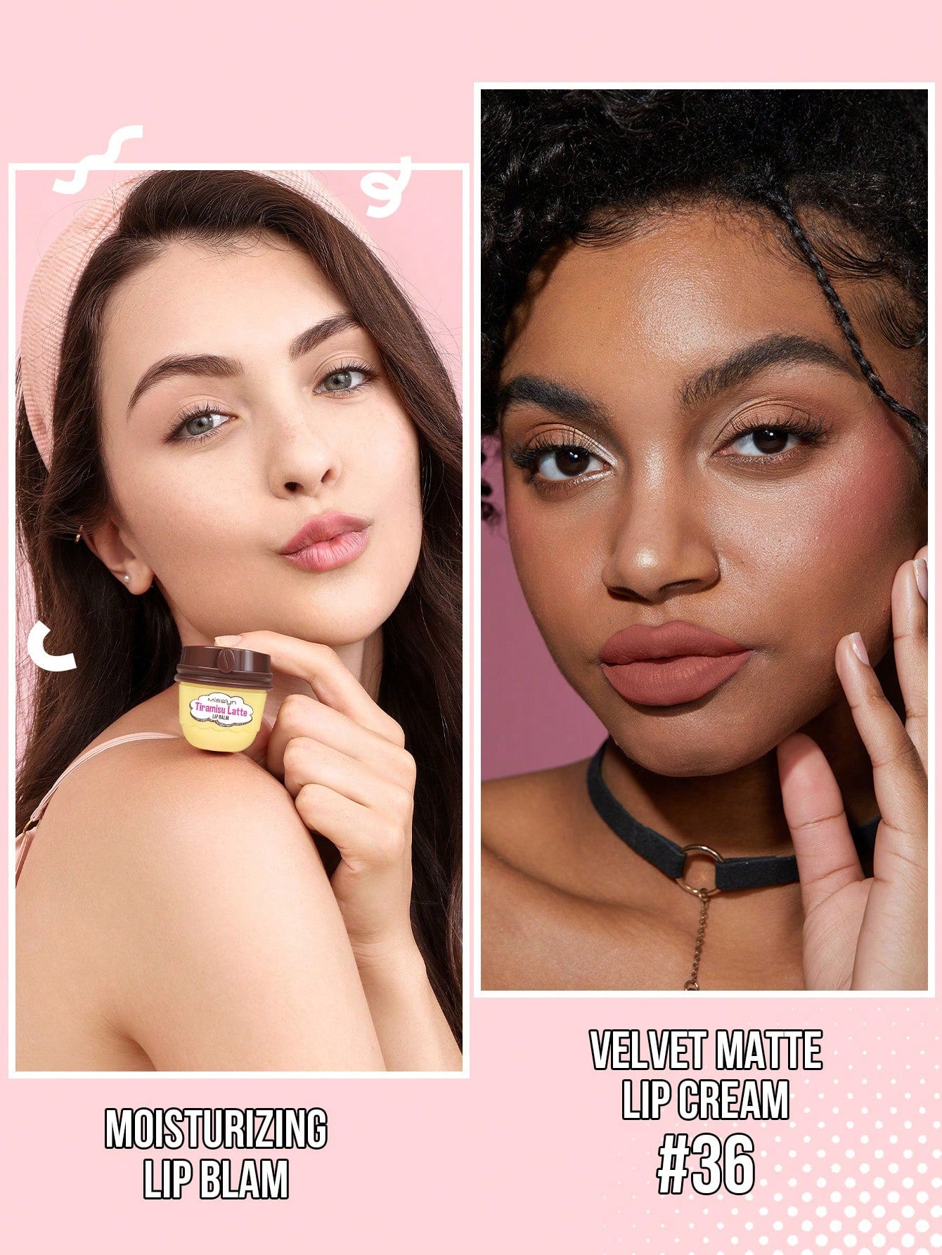 SHEIN Misslyn VELVET MATTE LIP CREAM & Moisturizing Lip Blam,2 Pcs,TIRAMISU LATTE Lip Balm, Moisturizing Lip Blam, Moisturizing Lip Care