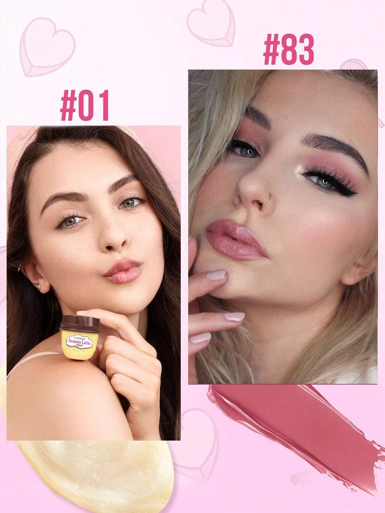 SHEIN Misslyn Cream Crush Lipstick & Moisturizing Lip Blam,2 Pcs,Cream Crush Lipstick, Creamy Non-Stick Hydrating Lipstick, Creamy Hydrating