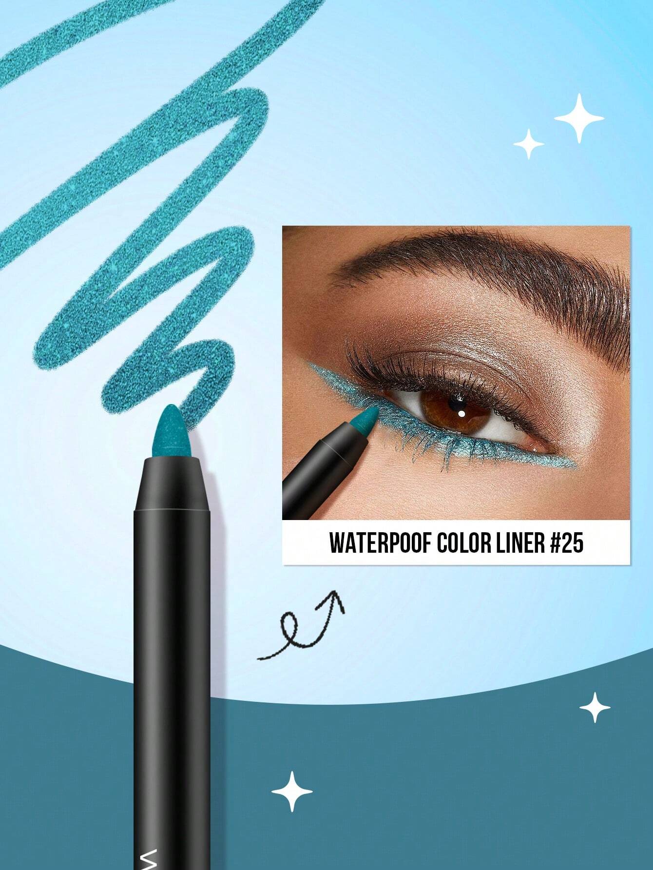 SHEIN Misslyn Waterproof Color Liner Long-Lasting, Smooth And Creamy Texture Eyeliner In Trendy Colors From Matte To Shimmer And Glitter Creates Bold & Defined Lines, Smudge Proof, Water Proof