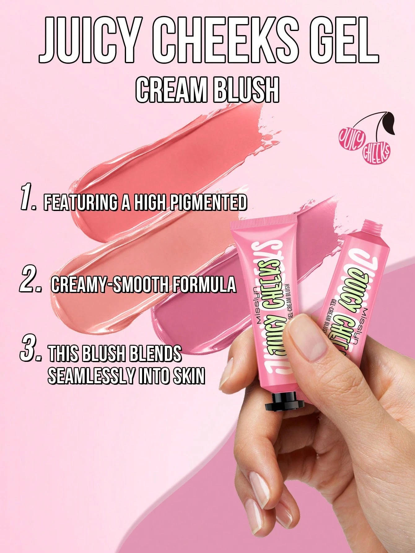 SHEIN Misslyn Juicy Cheek Cream Shimmer Non-Greasy Highly Pigmented Lightweight Breathable Easy to Apply Sheer